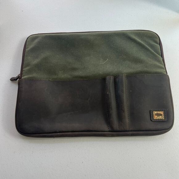 Laptop Cover Case 11" X 15" Brown Waxed Canvas and Genuine brown leather - Picture 1 of 10